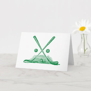 Carte de voeux vintage Golf Club & Ball Green