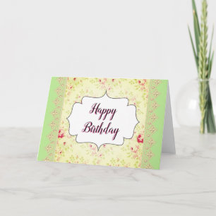 Carte de voeux vintage Green Happy Birthday