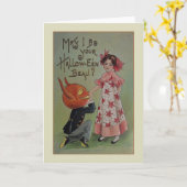 Carte de voeux vintage Halloween (Fleur jaune)
