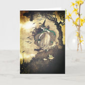 Carte de voeux vintage Halloween Witch (Fleur jaune)