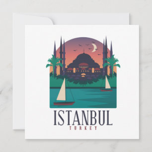 Carte de voeux vintage Istanbul Turquie Skyline