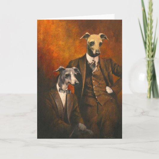Carte de voeux vintage italienne Greyhound (Devant)