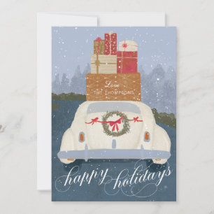 Carte de vœux vintage Joyeuses Fêtes avec des cade