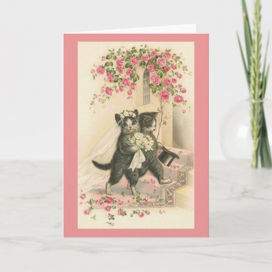 Carte de voeux vintage Mariage Cat (Devant)