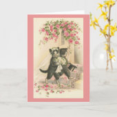 Carte de voeux vintage Mariage Cat (Fleur jaune)