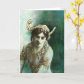Carte de voeux vintage Mata Hari (Fleur jaune)