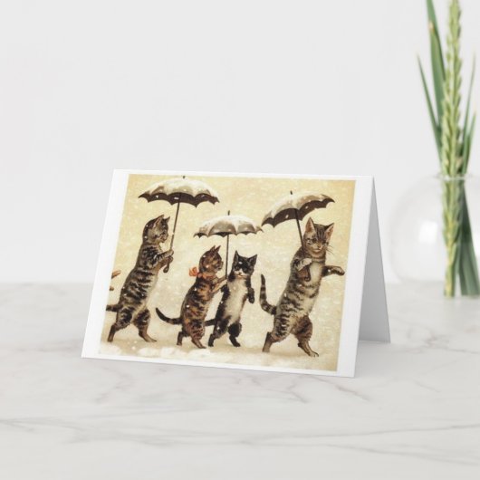 Carte de voeux vintage mignonne de chat (Devant)