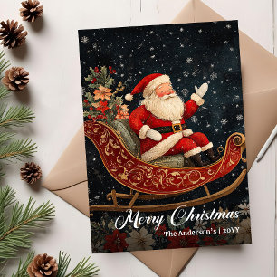 Carte de vœux vintage Noël Père Noël