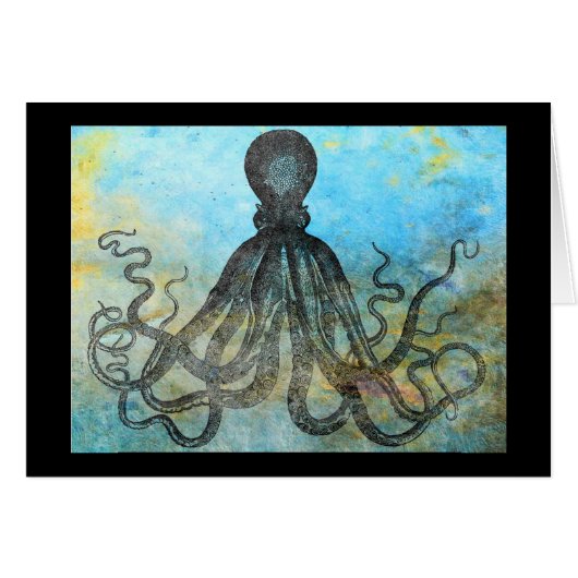 Carte de voeux Vintage Octopus (Devant horizontal)