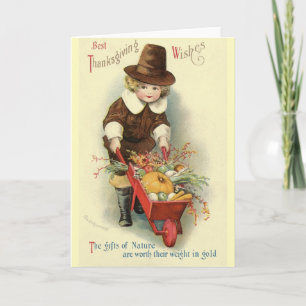 Carte de voeux vintage Pèlerin Thanksgiving