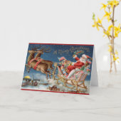 Carte de voeux vintage Père Noël Joyeux Noël (Fleur jaune)