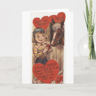 Carte de voeux vintage Pony Valentine's Day