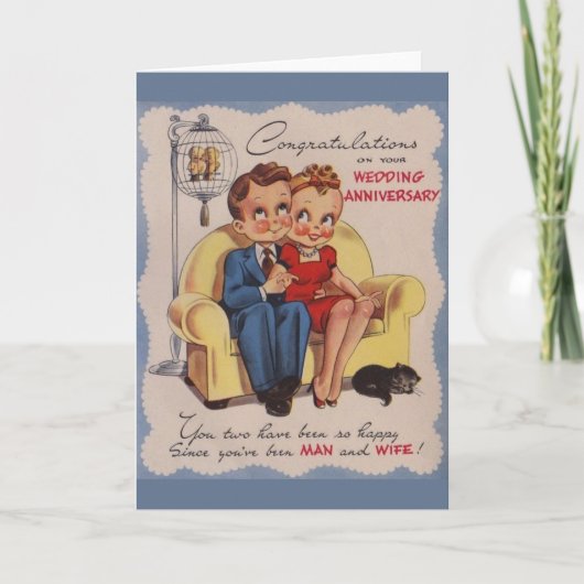 Carte de vœux vintage pour anniversaire de mariage (Devant)