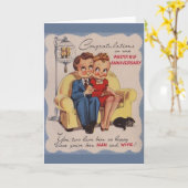 Carte de vœux vintage pour anniversaire de mariage (Fleur jaune)