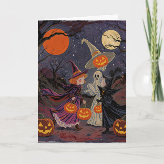 Carte de vœux vintage pour la nuit d'Halloween