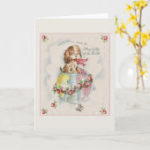 Carte de voeux vintage pour le chiot (Fleur jaune)