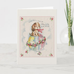 Carte de voeux vintage pour le chiot