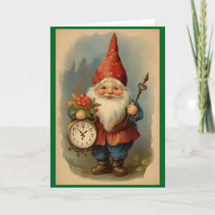 Carte de vœux vintage pour le Nouvel An avec lutin