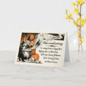 Carte de voeux vintage pour l'Halloween Witch (Fleur jaune)