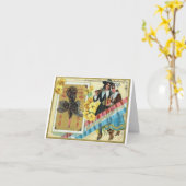 Carte de vœux vintage pour Thanksgiving (Fleur jaune)