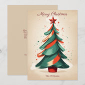 Carte de voeux vintage Red & Green Christmas Tree (Devant / Derrière)