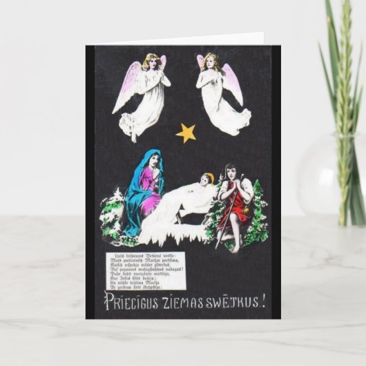 Carte de voeux vintage religieuse lettone de Noël (Devant)
