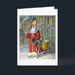 Carte de voeux vintage Saint Nicolas et Donkey<br><div class="desc">Vintage St. Nicholas et Donkey salutation / note / carte de Noël!  Belle scène vintage de Saint Nicolas et son âne marchant à travers la neige avec un panier de jouets!</div>