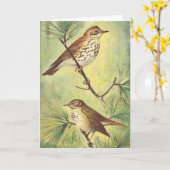 Carte de voeux vintage Thrushes (Fleur jaune)