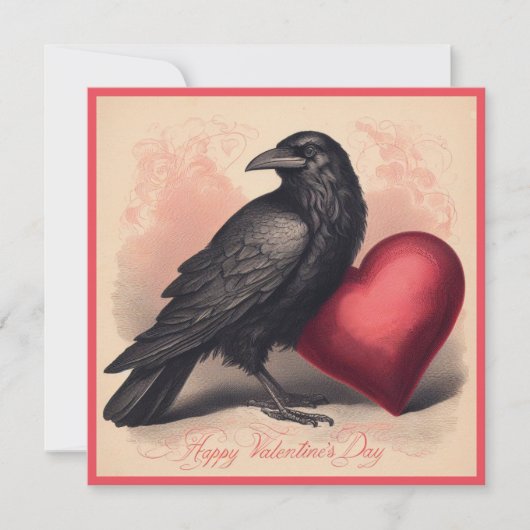 Carte de voeux vintage Valentine Crow Goth Flat (Devant)
