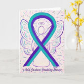 Carte de voeux violet et Turquoise de sensibilisat (Fleur jaune)