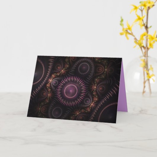 carte de voeux violet fractal (Fleur jaune)