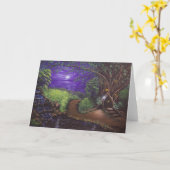 Carte de voeux violette de nuit 2 (Fleur jaune)