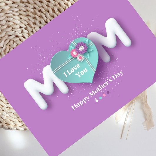Carte de voeux violette Feminine Happy Mother's Da