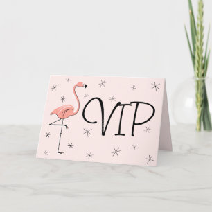 Carte de voeux VIP rose Flamant rose