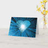 Carte de vœux 'Votre texte' Cœur Bleu (Fleur jaune)