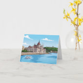 carte de vœux vue du Parlement de Budapest (Fleur jaune)