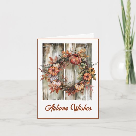 Carte de voeux Watercolor Automne Wreath (Devant)
