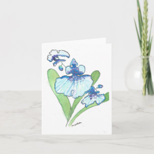 Carte de voeux Watercolor Blue Orchid avec envelop