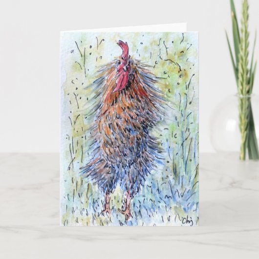 Carte de voeux Watercolor Fun Rooster (Devant)