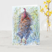 Carte de voeux Watercolor Fun Rooster (Fleur jaune)