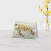 Carte de voeux Watercolor Sea Turtle (Fleur jaune)