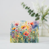 Carte de voeux Watercolor Spring Floral Flowers (Debout devant)