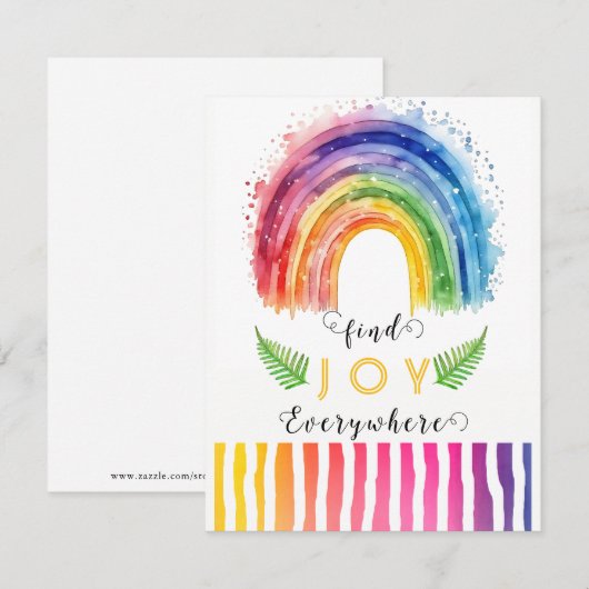 Carte de voeux Watercolor Whimsical Boho Rainbow (Devant / Derrière)