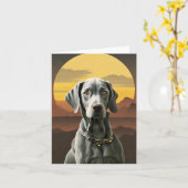 Carte de voeux Weimaraner Sunset (Fleur jaune)