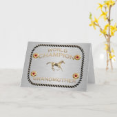 Carte de voeux Western Grand-mère Champion du Mond (Fleur jaune)