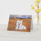 Carte de vœux Westie (Fleur jaune)