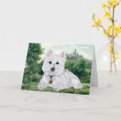 Carte de vœux Westie (Fleur jaune)