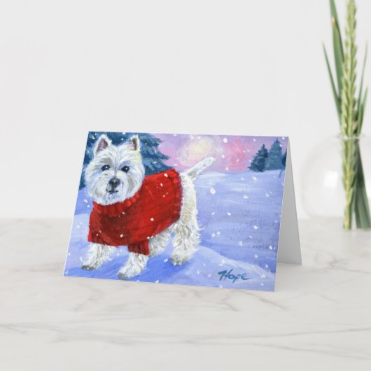 Carte de vœux Westie d'hiver (Devant)