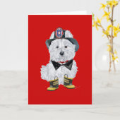 Carte de voeux Westie Firefighter personnalisée (Fleur jaune)