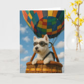 Carte de voeux Westie Hot Air Balloon - Blank (Fleur jaune)